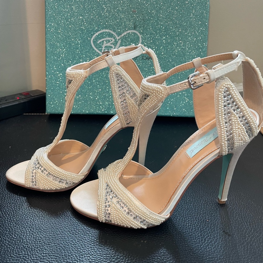 Betsey Johnson beaded rhinestone wedding heels